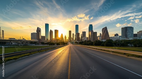 sunset over the city