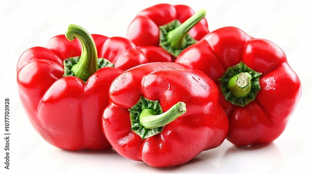 Fresh Red Bell Peppers Isolated on White Background Perfect for Culinary Creations, Healthy Eating Concepts, and Colorful Food Photography Fresh Red Bell Peppers Isolated on White Background Perfect for Culinary Creations, Healthy Eating Concepts, and Colorful Food Photography