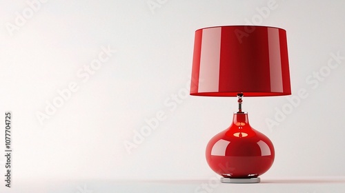 Modern Red Table Lamp Isolated on White Background Perfect for Interior Design with Contemporary Style Accents and Vibrant Color Enhancements