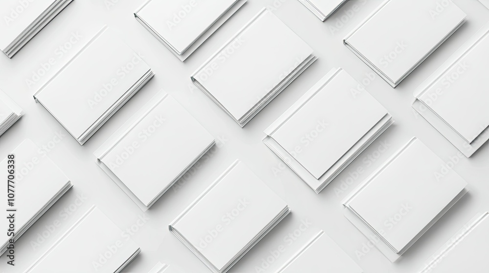 White Books Arranged in a Pattern on a White Background White Books Arranged in a Pattern on a White Background