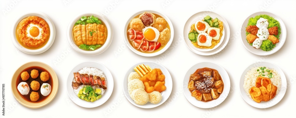 A variety of delicious dishes displayed in bowls, showcasing diverse culinary options. A variety of delicious dishes displayed in bowls, showcasing diverse culinary options.