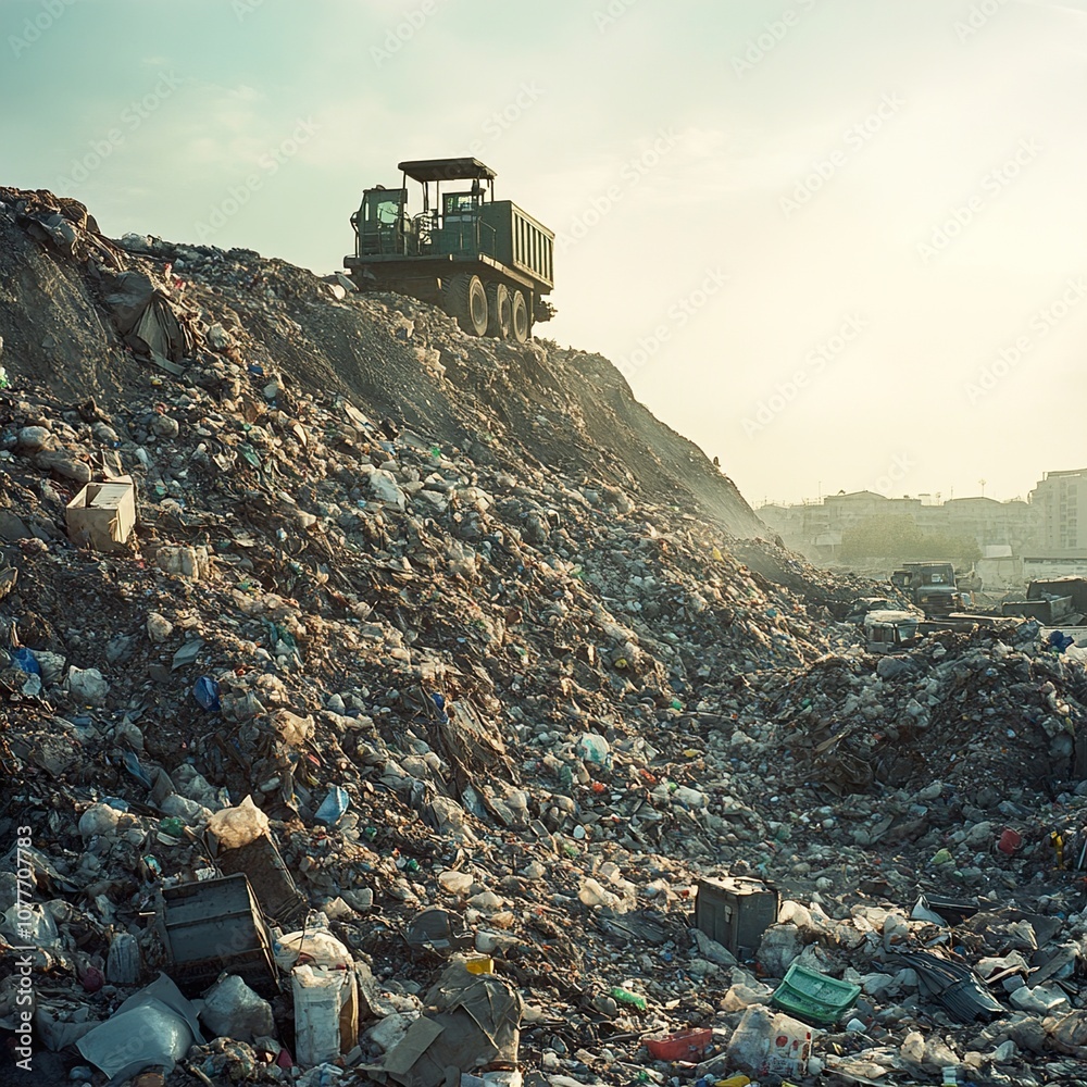 Garbage Truck at a Landfill: A Visual Representation of Waste Management Challenges Garbage Truck at a Landfill: A Visual Representation of Waste Management Challenges