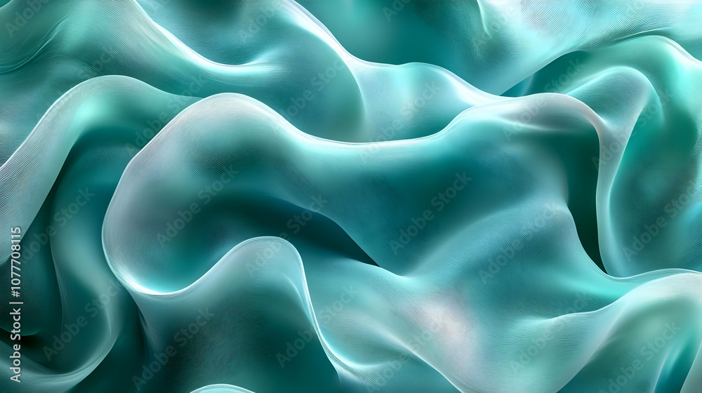 Obraz premium Abstract Teal Wavy 3D Background