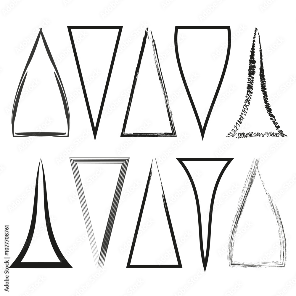Geometric triangle forms. Abstract black shapes. Irregular triangle pattern. Vector line drawing. Geometric triangle forms. Abstract black shapes. Irregular triangle pattern. Vector line drawing.