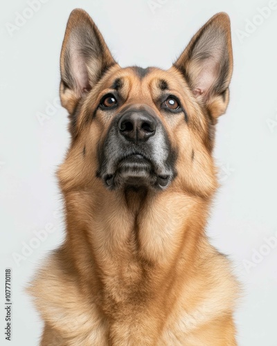 Loyal German Shepherd Portrait with Intelligent Eyes and Strong Build, Ideal for Dog Lovers and Working Dog Enthusiasts