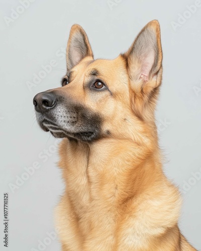 Loyal German Shepherd Portrait with Intelligent Eyes and Strong Build, Ideal for Dog Lovers and Working Dog Enthusiasts