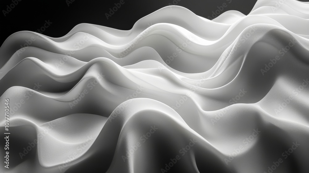 Obraz premium Abstract white wavy fabric texture, monochrome