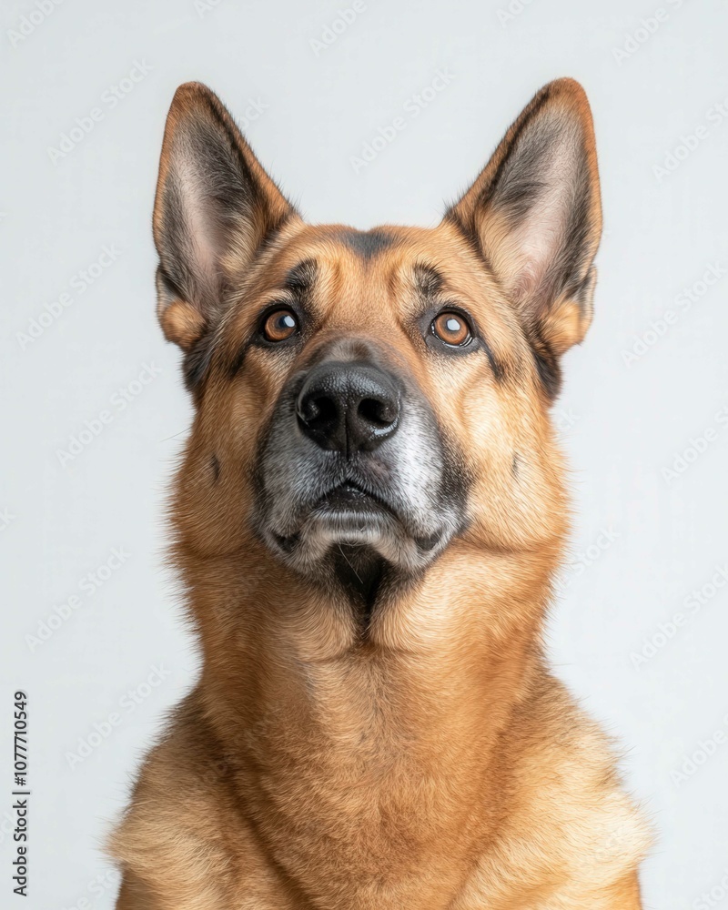 Loyal German Shepherd Portrait with Intelligent Eyes and Strong Build, Ideal for Dog Lovers and Working Dog Enthusiasts

