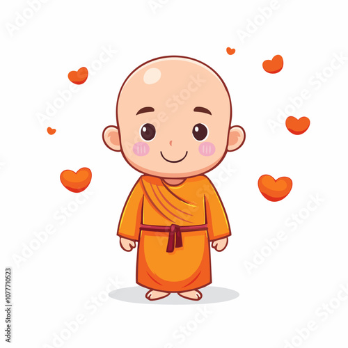 Monk Cute Worker Work Job Profession Professional Occupation Cartoon Character
