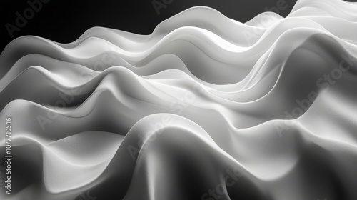 Abstract white wavy fabric texture, monochrome