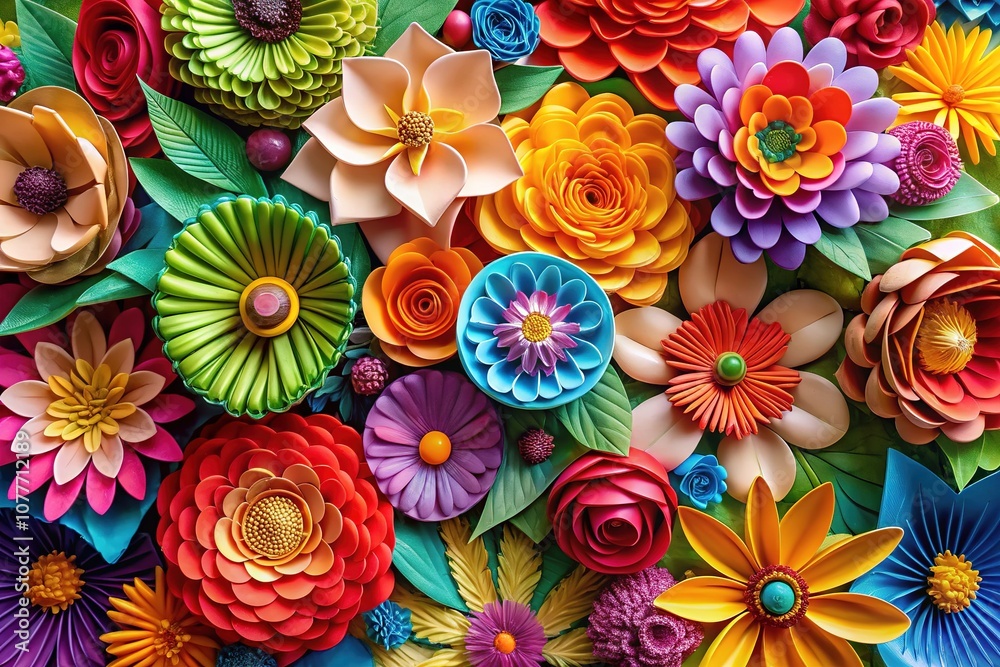 Vibrant Paper Flower Art - Handmade Craftsmanship Vibrant Paper Flower Art - Handmade Craftsmanship