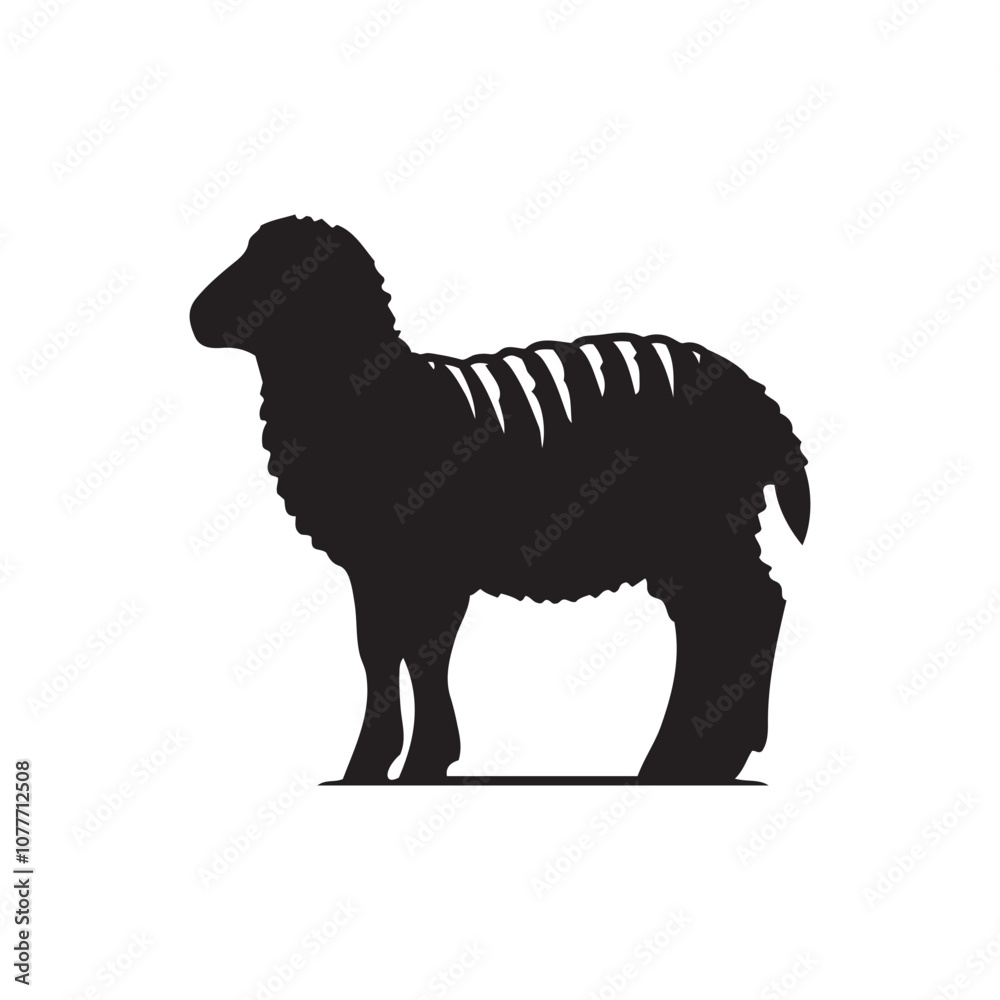 Silhouette of sheep, sheep icon, Sheep silhouette isolated on white background. Silhouettes of farm animals, domestic small cattle Silhouette of sheep, sheep icon, Sheep silhouette isolated on white background. Silhouettes of farm animals, domestic small cattle