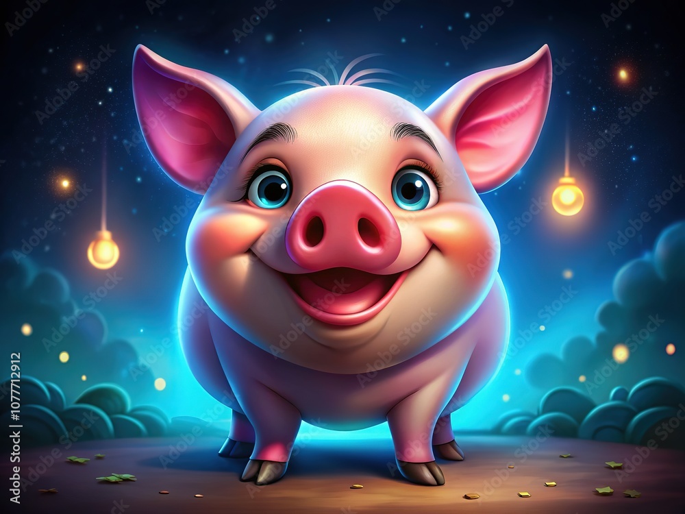 Whimsical smiling pig cartoon for mobile applications and web design. A delightful emoticon that adds charm and cheer to any project, making it engaging! Whimsical smiling pig cartoon for mobile applications and web design. A delightful emoticon that adds charm and cheer to any project, making it engaging!