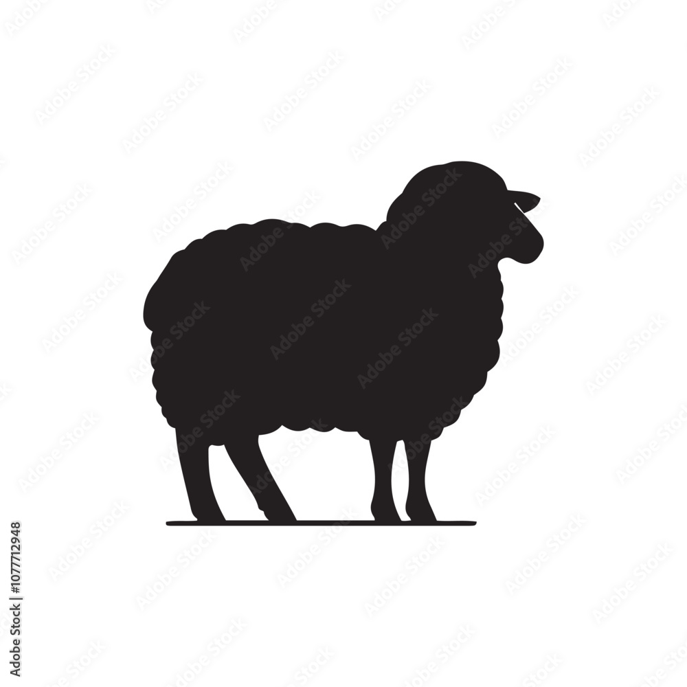 Silhouette of sheep, sheep icon, Sheep silhouette isolated on white background. Silhouettes of farm animals, domestic small cattle