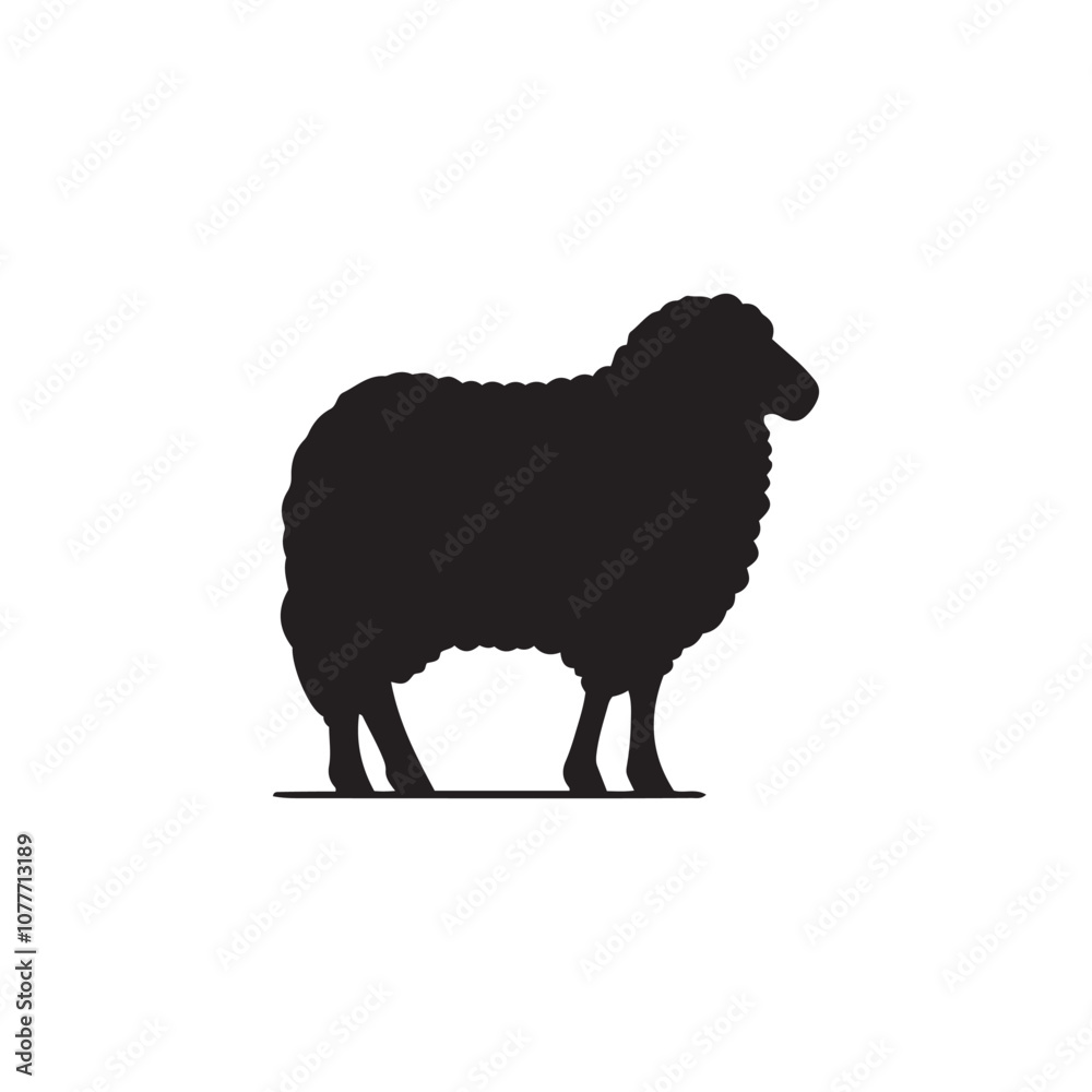 Silhouette of sheep, sheep icon, Sheep silhouette isolated on white background. Silhouettes of farm animals, domestic small cattle Silhouette of sheep, sheep icon, Sheep silhouette isolated on white background. Silhouettes of farm animals, domestic small cattle