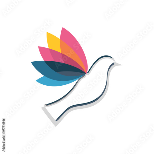 Creative Logo Design  Dove with Colorful Offset Wings