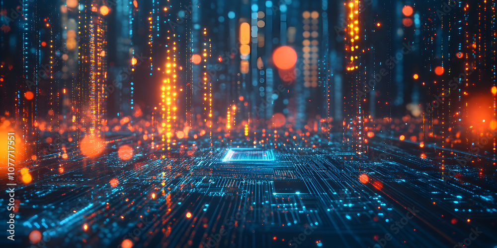 Fototapeta premium 3D rendering CPU chip, technology, concept, style, CPU circuit integration, background, wallpaper, business, poster, base map, advertising