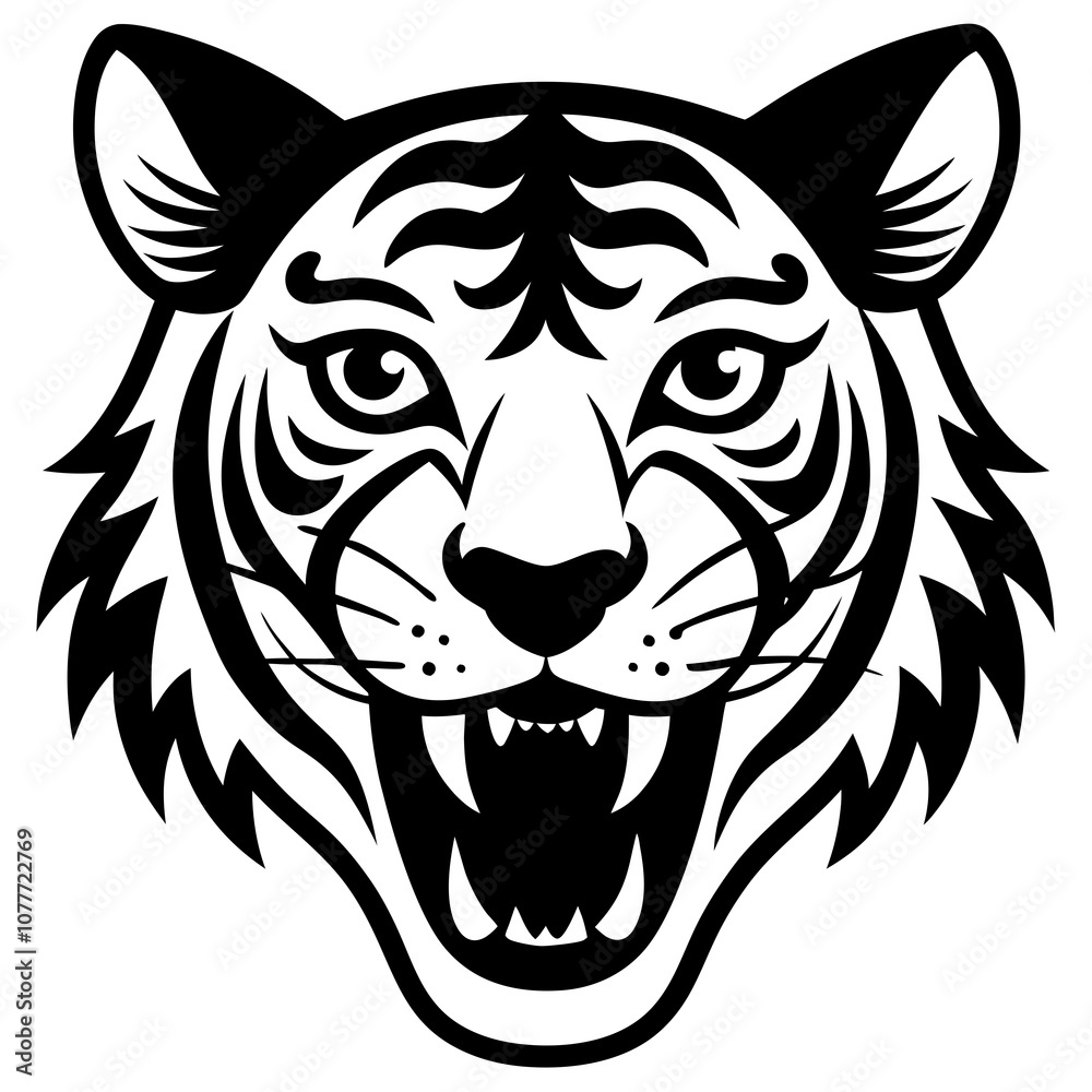 Tiger head vector silhouette art illustration Tiger head vector silhouette art illustration
