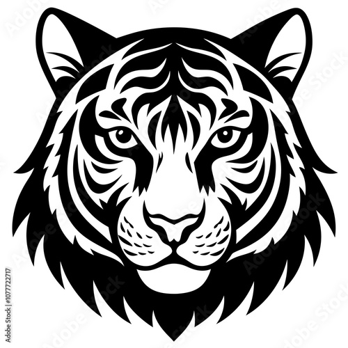 Tiger head vector silhouette art illustration