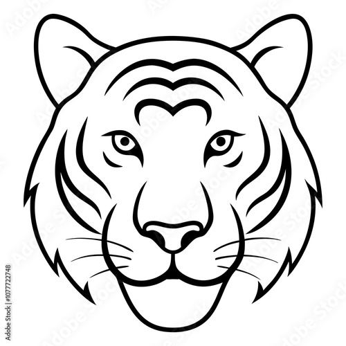 Tiger head vector line art illustration