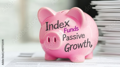 A pink piggy bank displays the words 