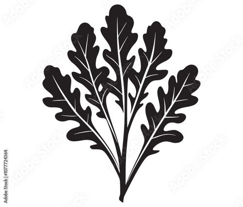 Arugula silhouette vector, Leaf silhouette icon, Arugula vegetable leaf illustration