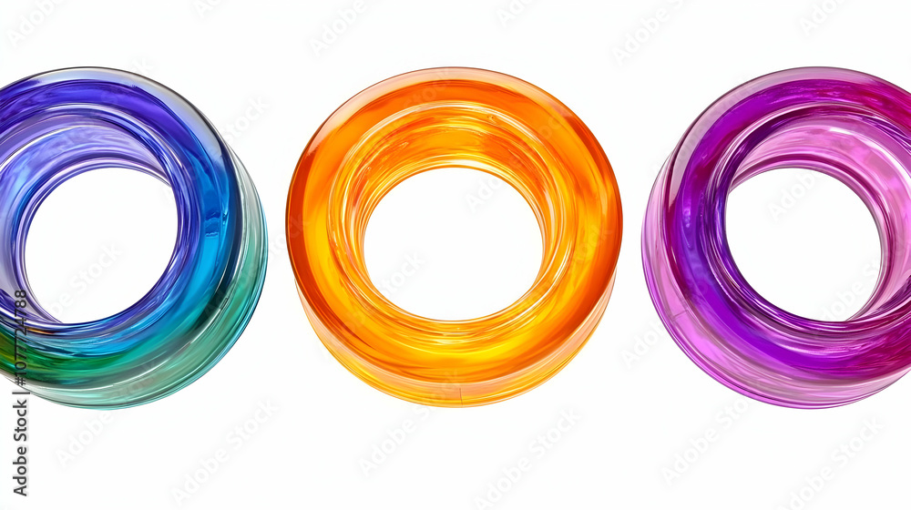 Abstract 3D Illustration of Three Colorful Rings