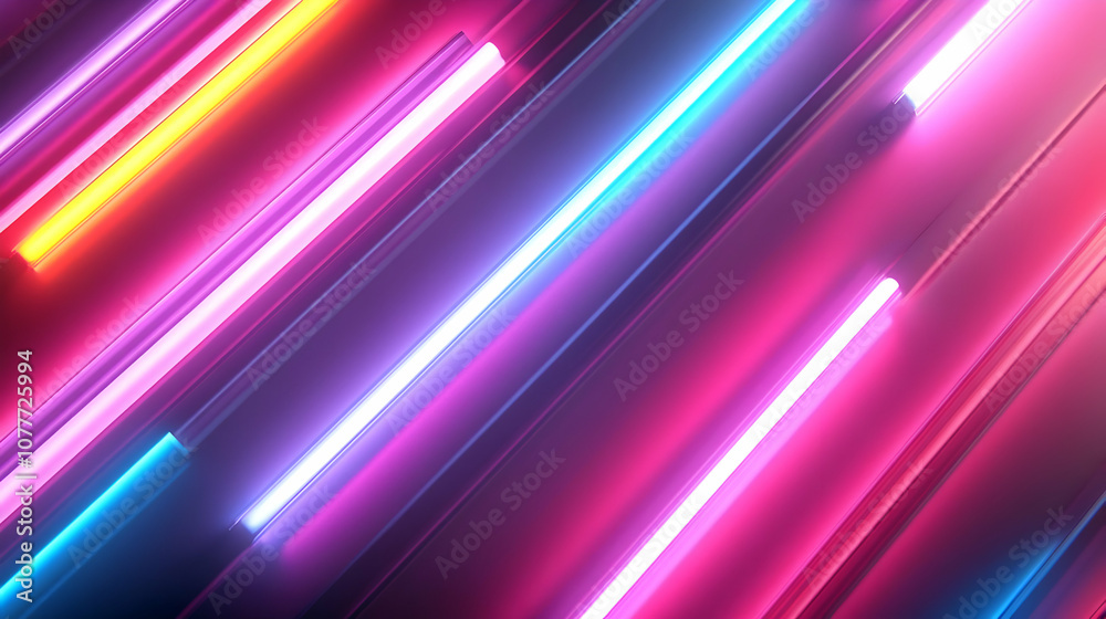 Abstract Background with Diagonal Neon Lights Abstract Background with Diagonal Neon Lights