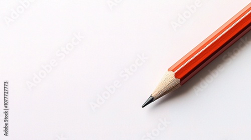 Isolated Tilted Pencil on White Background Showcasing Sharpened Point and Textured Wood, Perfect for Artistic and Educational Presentations Related to Drawing and Writing