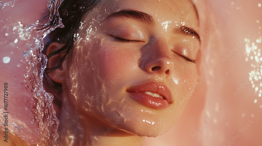 Close-Up of Woman Relaxing in Water with Soft Light Reflections Close-Up of Woman Relaxing in Water with Soft Light Reflections