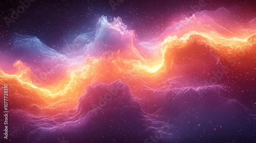 Ethereal Cosmic Waves, Vivid Artistic Visualization
