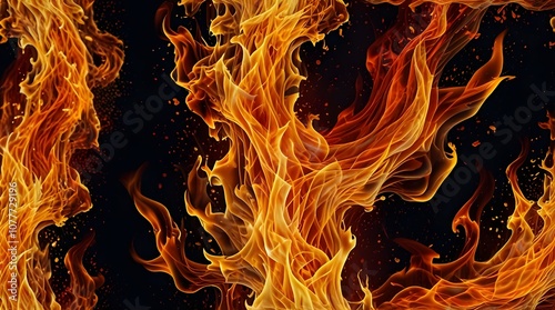 Bright and dynamic fire flames cut out.generative.ai 