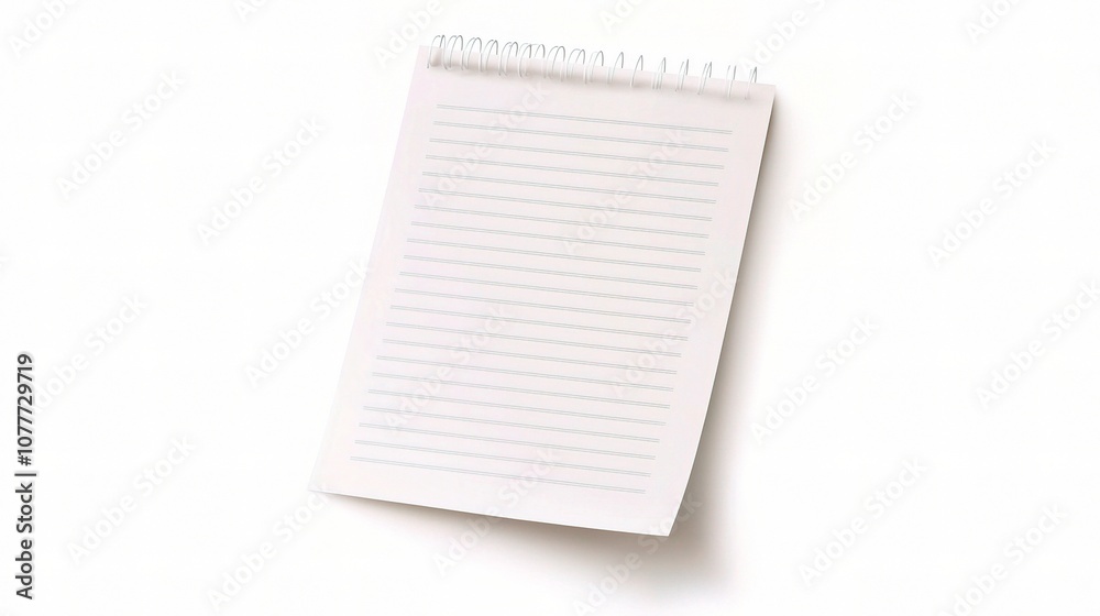Realistic Empty White Paper Sheet with Spiral Binding on a Clean Background Ideal for Note Taking and Creative Writing Projects Realistic Empty White Paper Sheet with Spiral Binding on a Clean Background Ideal for Note Taking and Creative Writing Projects
