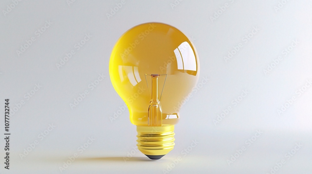 Vibrant Yellow Incandescent Light Bulb Isolated on a Soft Background for Creative and Inspirational Concepts in 3D Rendering and Digital Art Applications Vibrant Yellow Incandescent Light Bulb Isolated on a Soft Background for Creative and Inspirational Concepts in 3D Rendering and Digital Art Applications