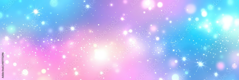 Abstract blurred bokeh light background , blue unicorn background. Pastel watercolor sky with glitter stars and bokeh. Fantasy space galaxy with holographic texture. banner poster template Abstract blurred bokeh light background , blue unicorn background. Pastel watercolor sky with glitter stars and bokeh. Fantasy space galaxy with holographic texture. banner poster template