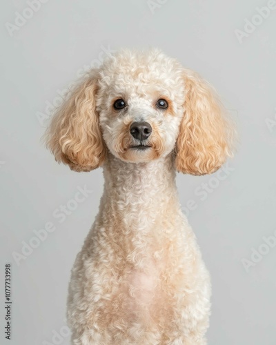 Elegant Poodle Portrait with Curly Coat and Expressive Eyes, Perfect for Pet Lovers and Dog Show Enthusiasts