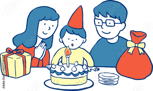 誕生日を祝う親子