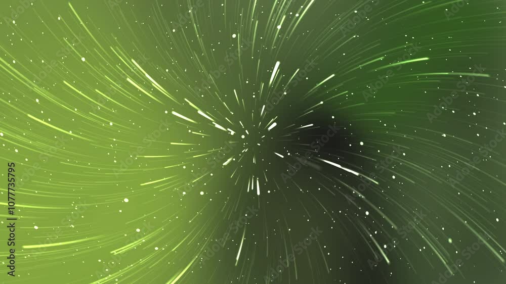 Green starburst abstract background, light streaks radiate outward creating a sense of motion and space Green starburst abstract background, light streaks radiate outward creating a sense of motion and space