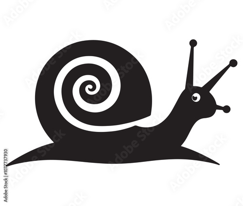 Snail isolated on white background, Snail silhouette vector illustration, Snail icon symbol