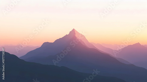 A majestic mountain peak silhouetted against a soft, pink and purple sunset.