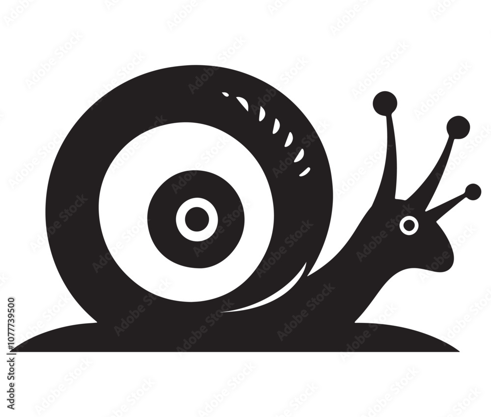 Obraz premium Snail isolated on white background, Snail silhouette vector illustration, Snail icon symbol