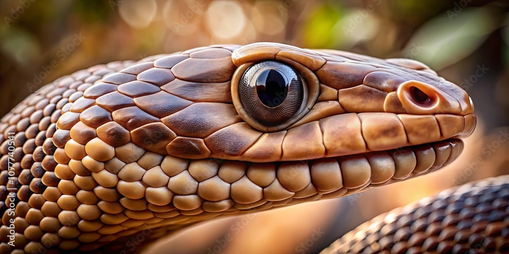 A close-up view of a snake's eye and scales, revealing intricate details and a captivating gaze A close-up view of a snake's eye and scales, revealing intricate details and a captivating gaze