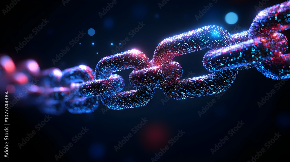 Abstract 3D Chain with Glowing Particles Abstract 3D Chain with Glowing Particles