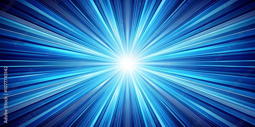 Abstract Burst of Blue Lines Radiating Outward from a Centerpoint of White Light Abstract Burst of Blue Lines Radiating Outward from a Centerpoint of White Light