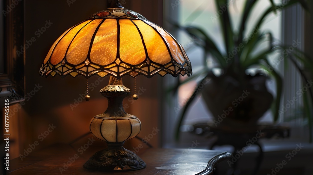 Stained Glass Table Lamp with Warm Light: Interior Design and Home Decor Stained Glass Table Lamp with Warm Light: Interior Design and Home Decor