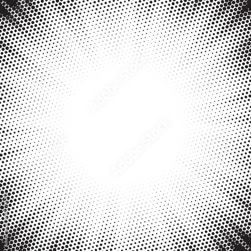 Halftone gradient sun rays pattern. Abstract halftone vector dots background. monochrome dots pattern. Vector background in comic book style with sunburst rays and halftone. Retro pop art design.