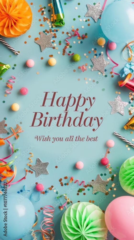 Festive Birthday Card with Colorful Confetti and Greetings Festive Birthday Card with Colorful Confetti and Greetings
