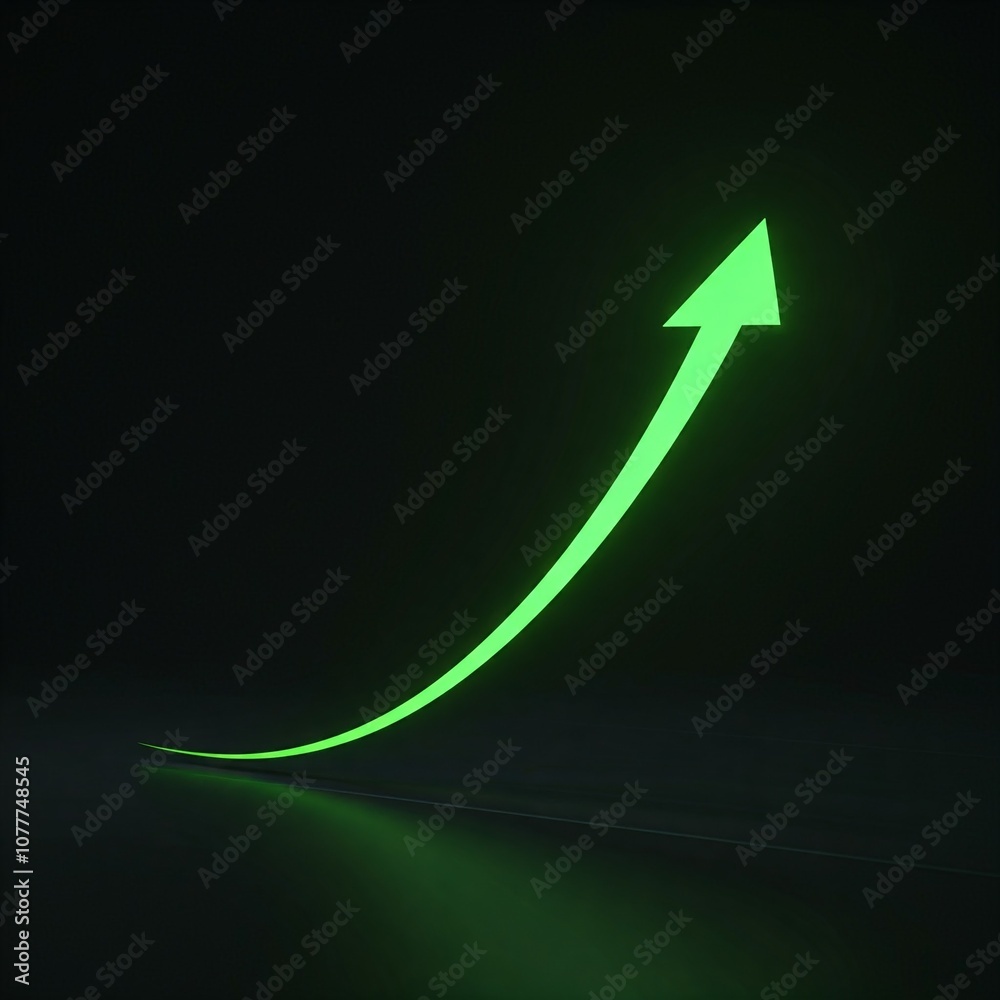 Glowing Green Ascending Arrow: Symbol of Growth and Success Glowing Green Ascending Arrow: Symbol of Growth and Success