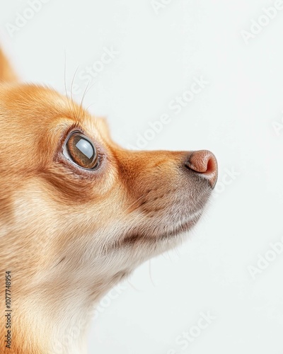 Chihuahua Close-Up Portrait with Alert Expression and Large Ears, Ideal for Pet Lovers and Small Dog Enthusiasts

