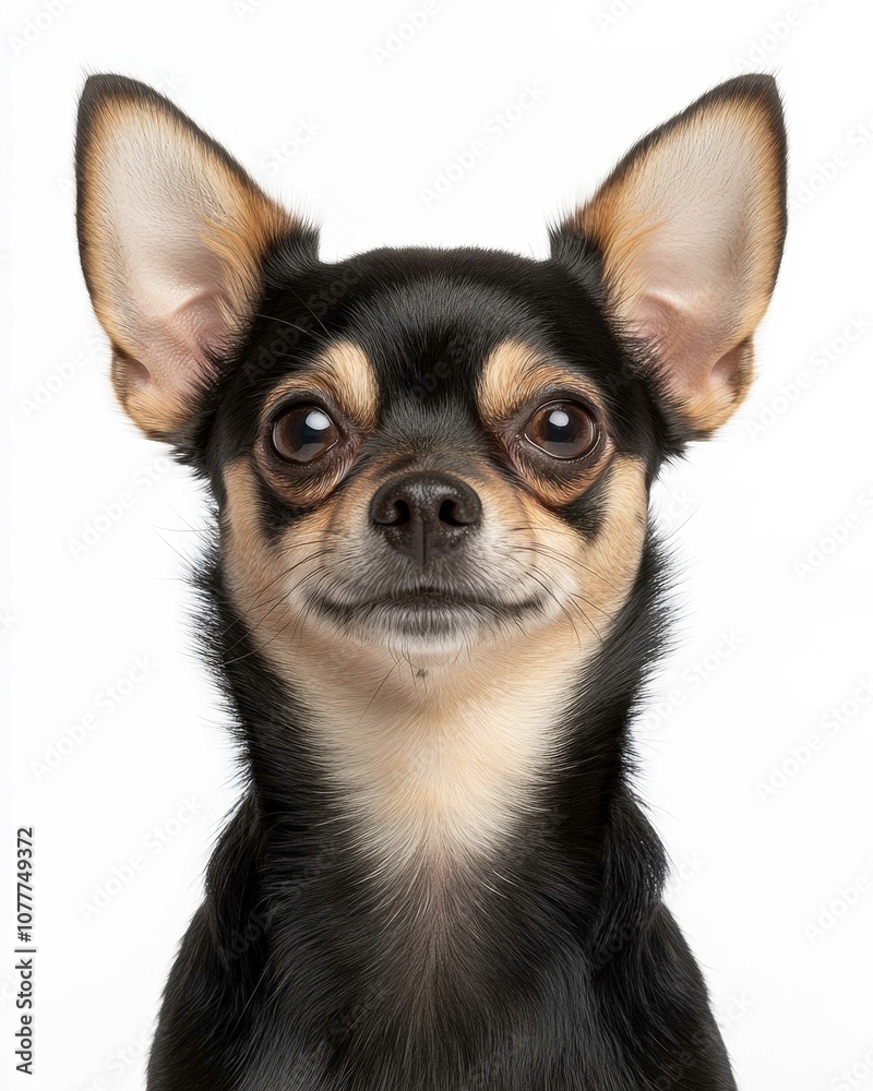 Chihuahua Close-Up Portrait with Alert Expression and Large Ears, Ideal for Pet Lovers and Small Dog Enthusiasts
Chihuahua Close-Up Portrait with Alert Expression and Large Ears, Ideal for Pet Lovers and Small Dog Enthusiasts